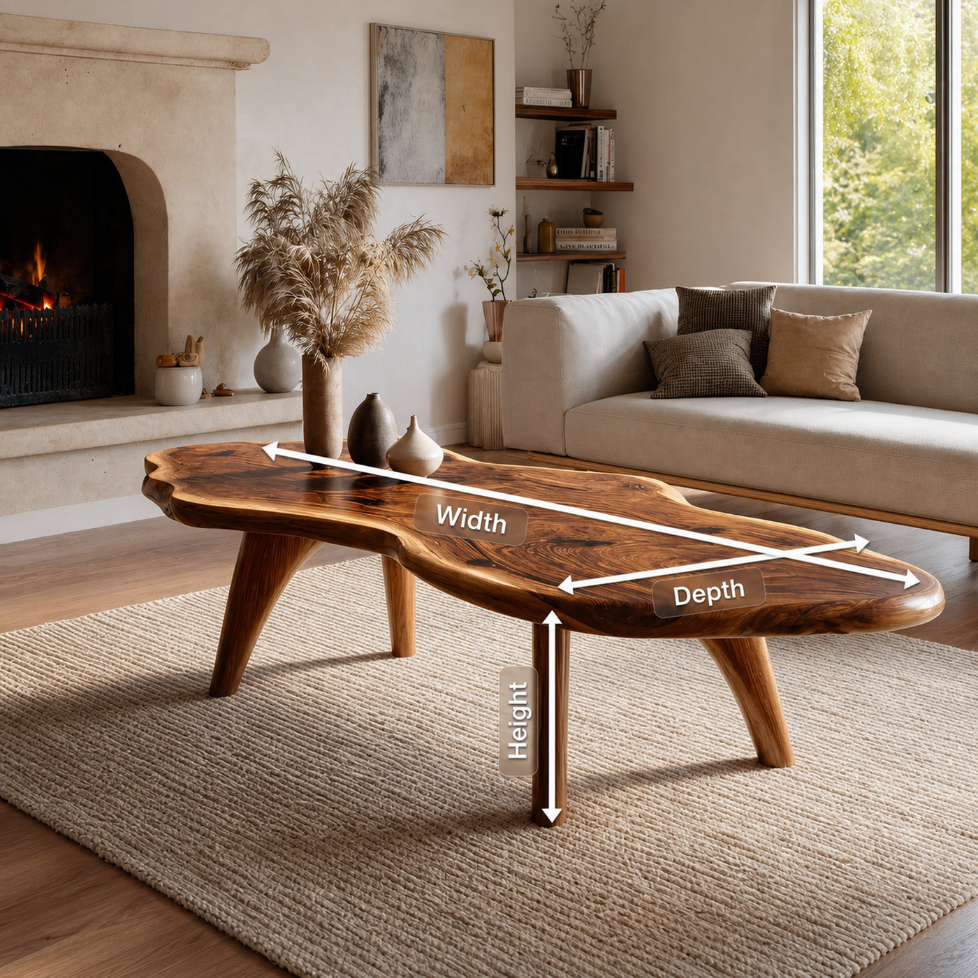 Mid Century Modern Live Edge Coffee Table For Living Room Look - product view 8