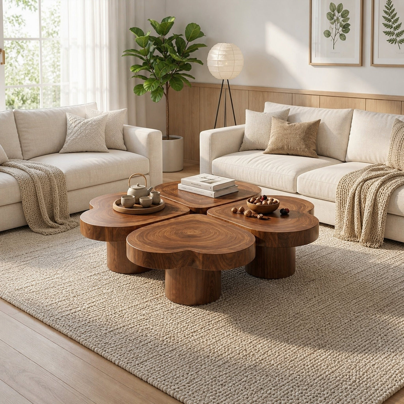 Mid Century Organic Modern Coffee Table Family Room