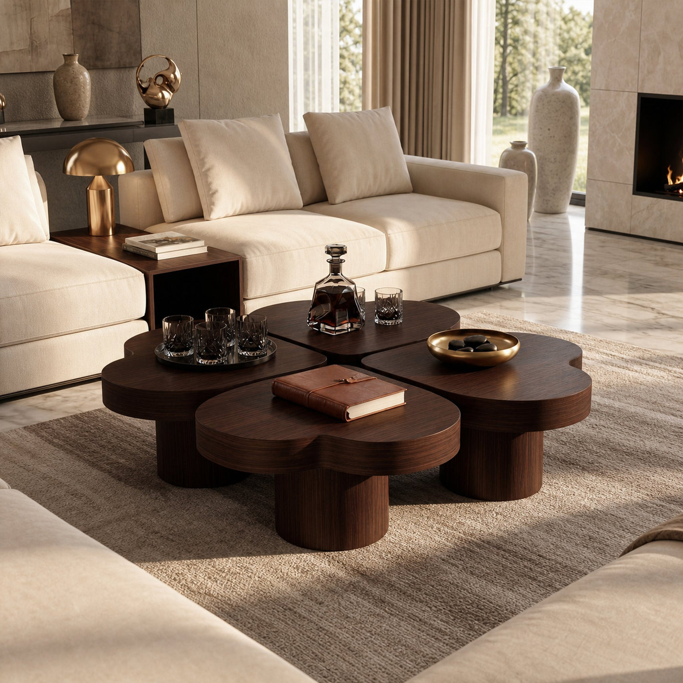 Mid Century Organic Modern Coffee Table Family Room - product view 6