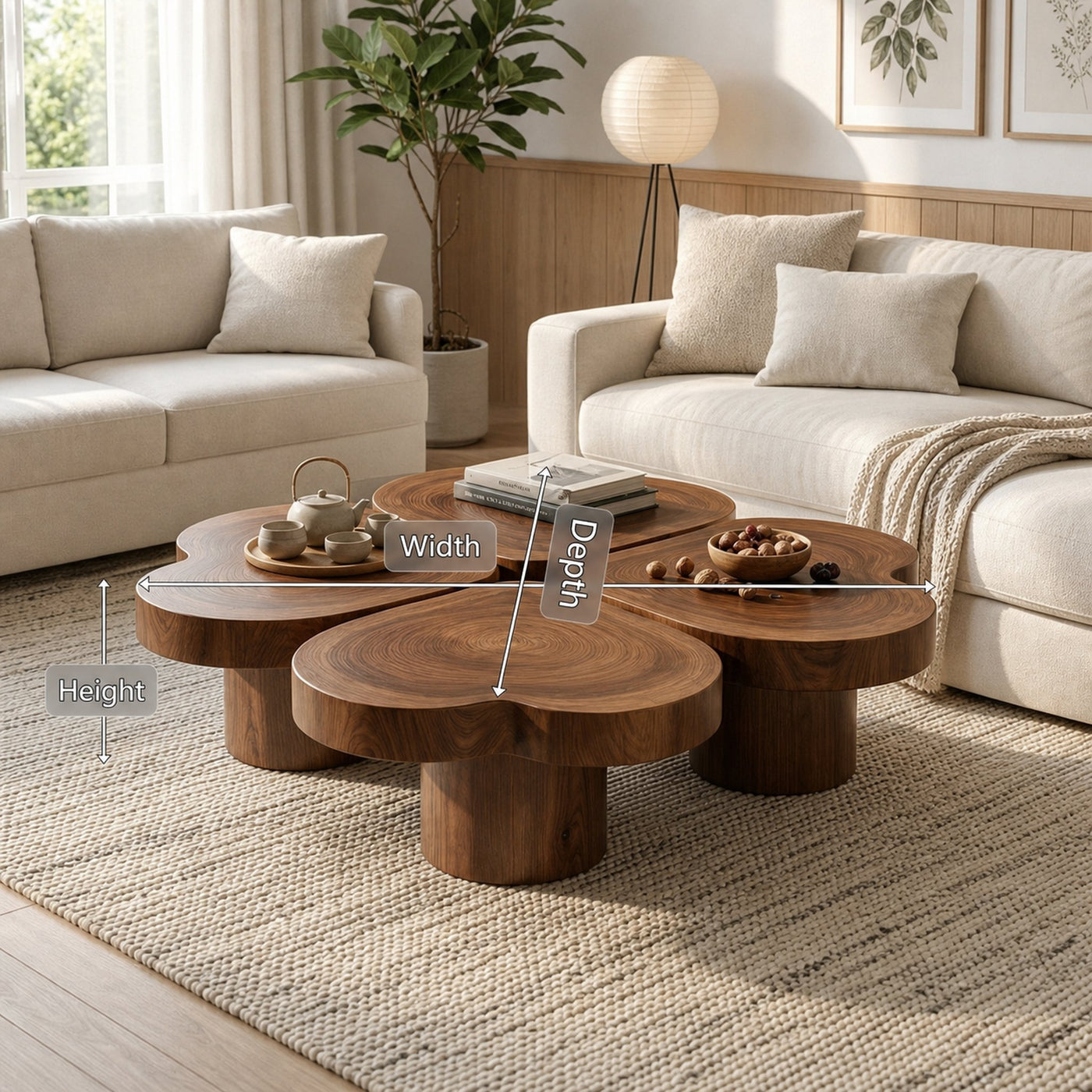 Mid Century Organic Modern Coffee Table Family Room - product view 8