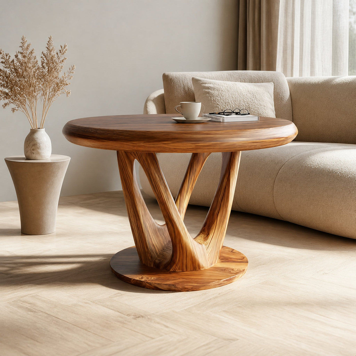 Mid Century Organic Round Table Living Room Dining Room