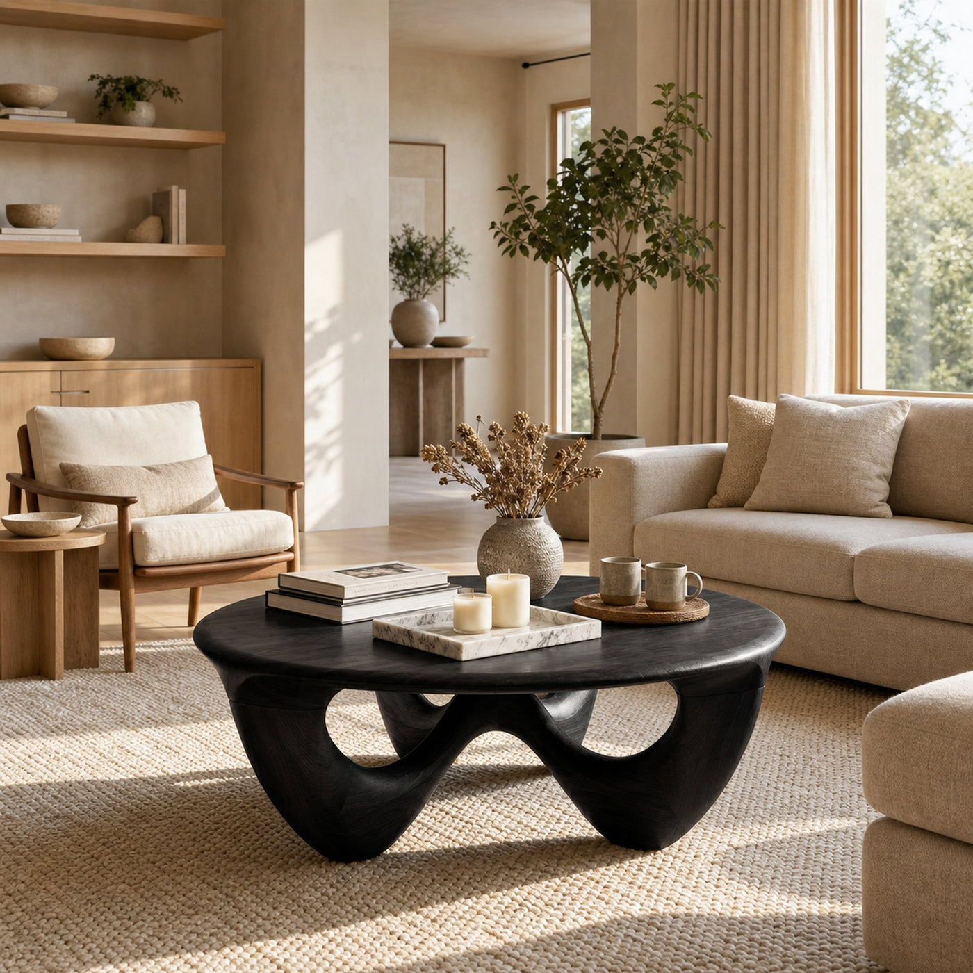 Mid Century Round Coffee Table Bedroom Lounge - product view 7