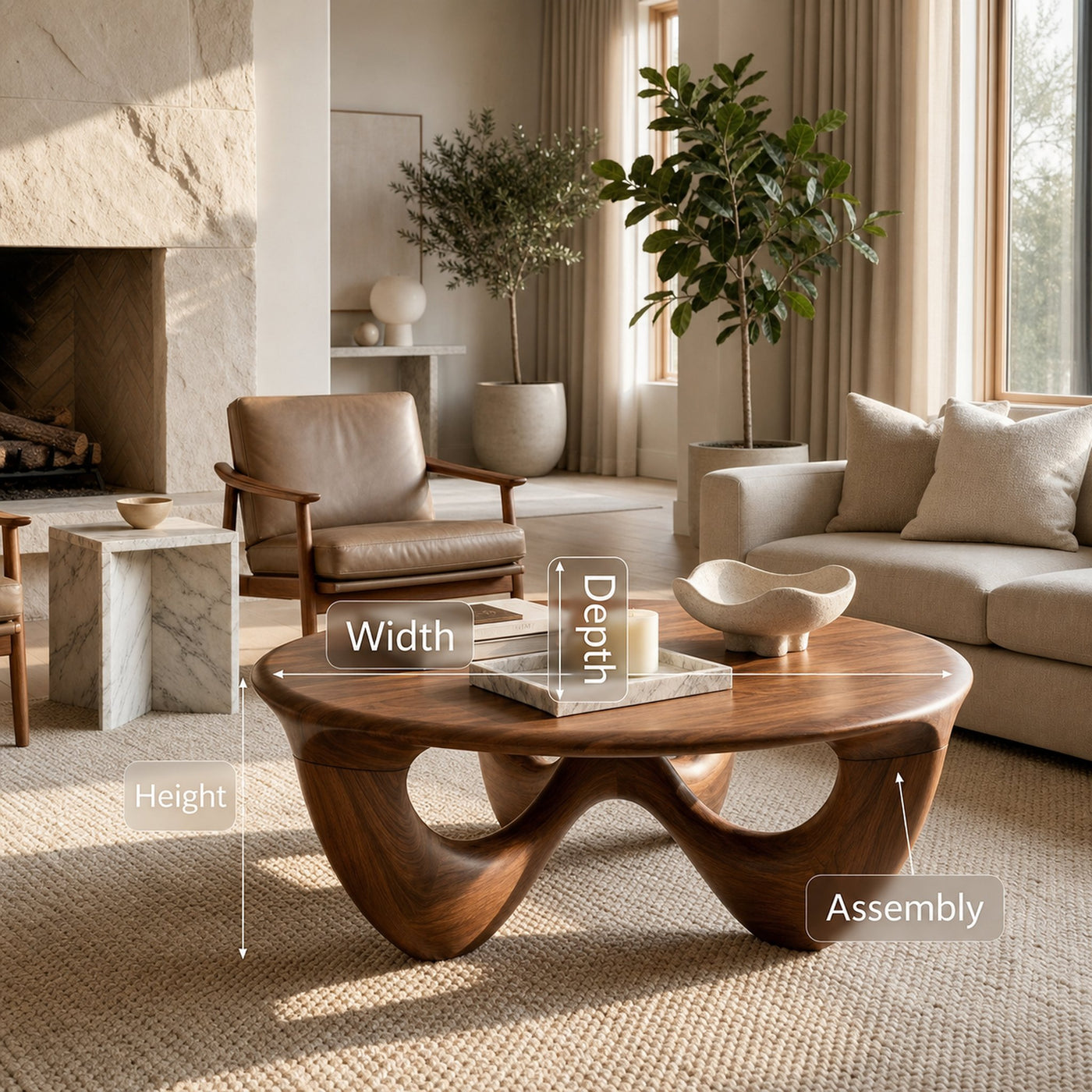 Mid Century Round Coffee Table Bedroom Lounge - product view 8
