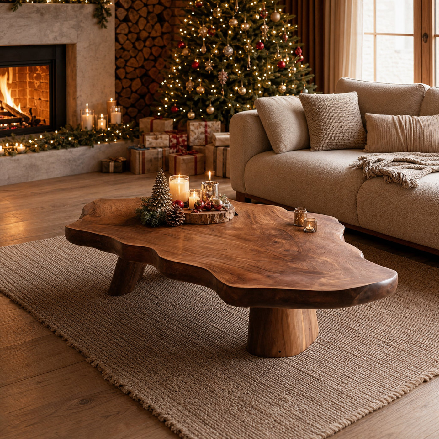 Mid Century Rustic Live Edge Coffee Table For Holiday Furniture