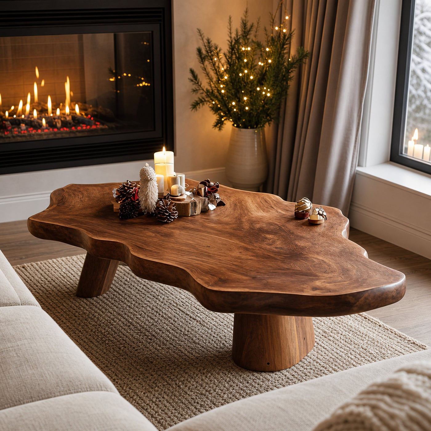 Mid Century Rustic Live Edge Coffee Table For Holiday Furniture - product view 6