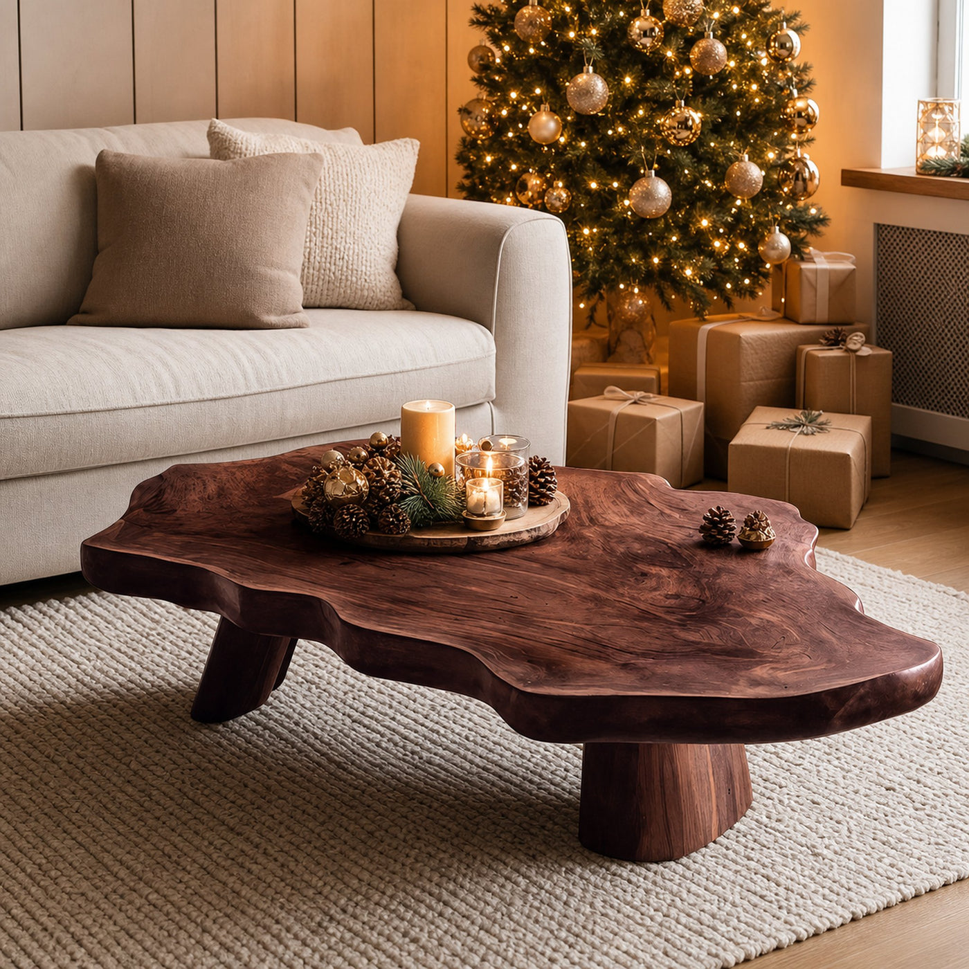 Mid Century Rustic Live Edge Coffee Table For Holiday Furniture - product view 7