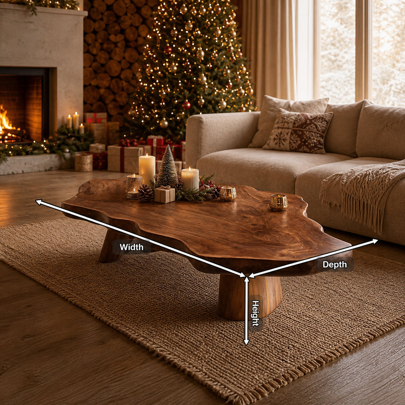 Mid Century Rustic Live Edge Coffee Table For Holiday Furniture - product view 8