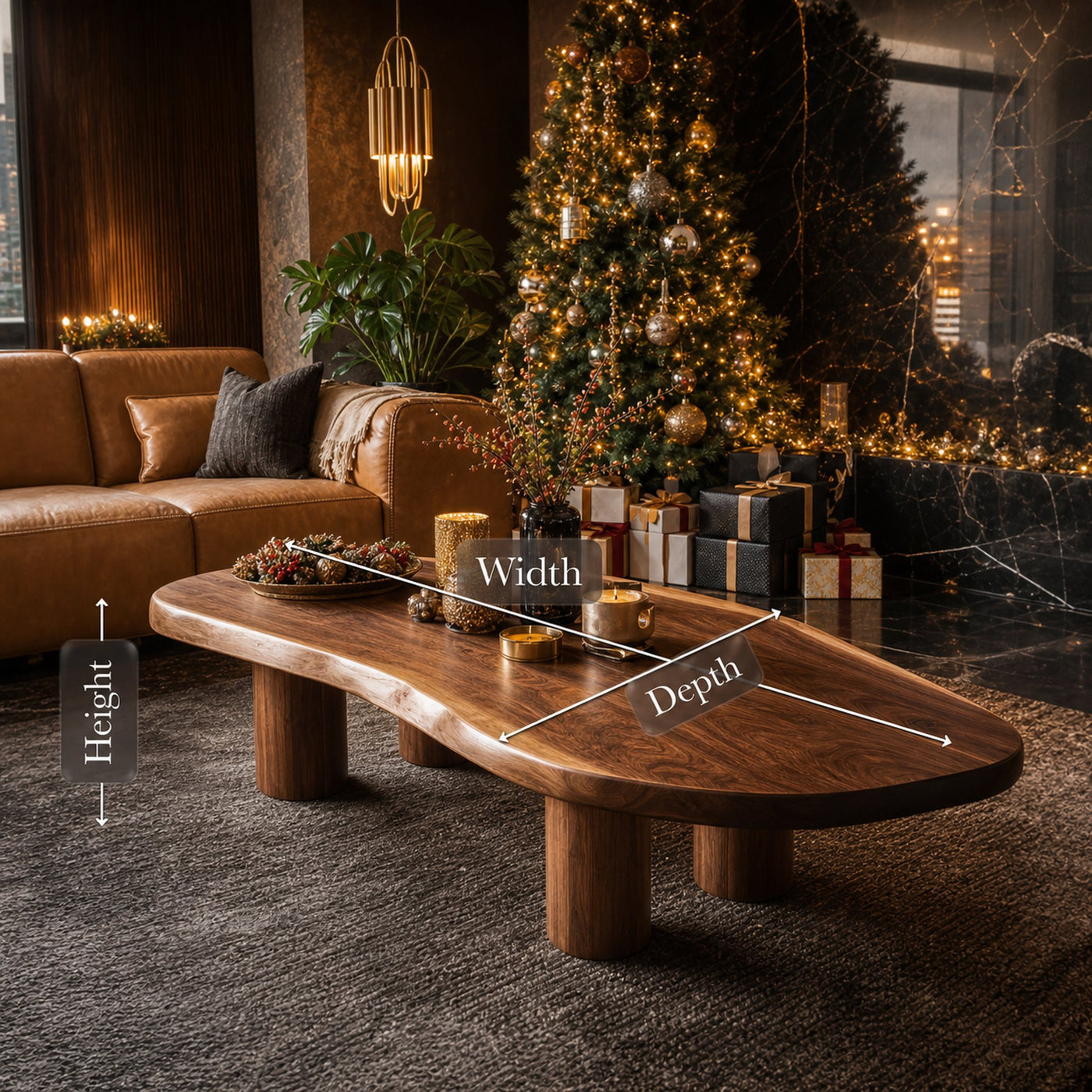 Mid Century Rustic Wooden Coffee Table For Holiday Living Room Style - product view 6