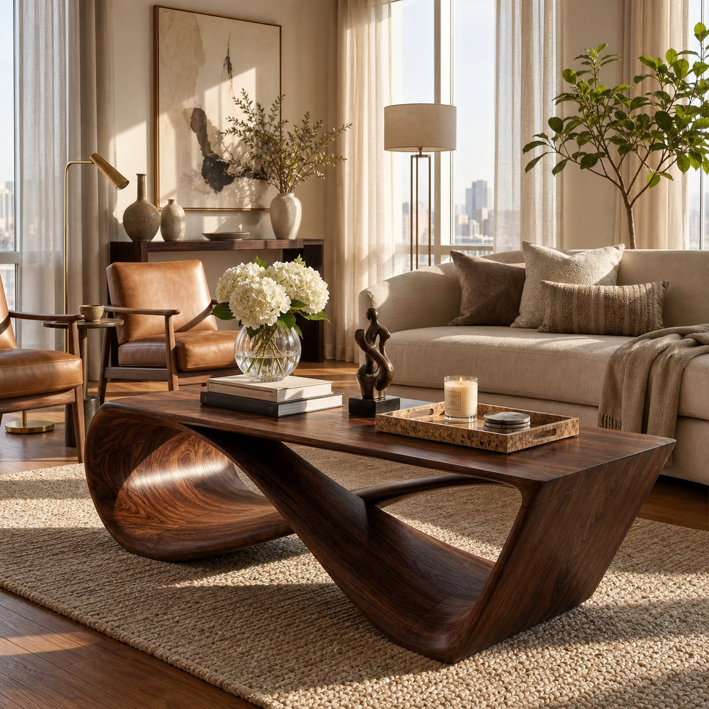 Mid Century Sculptural Coffee Table Living Room - product view 6