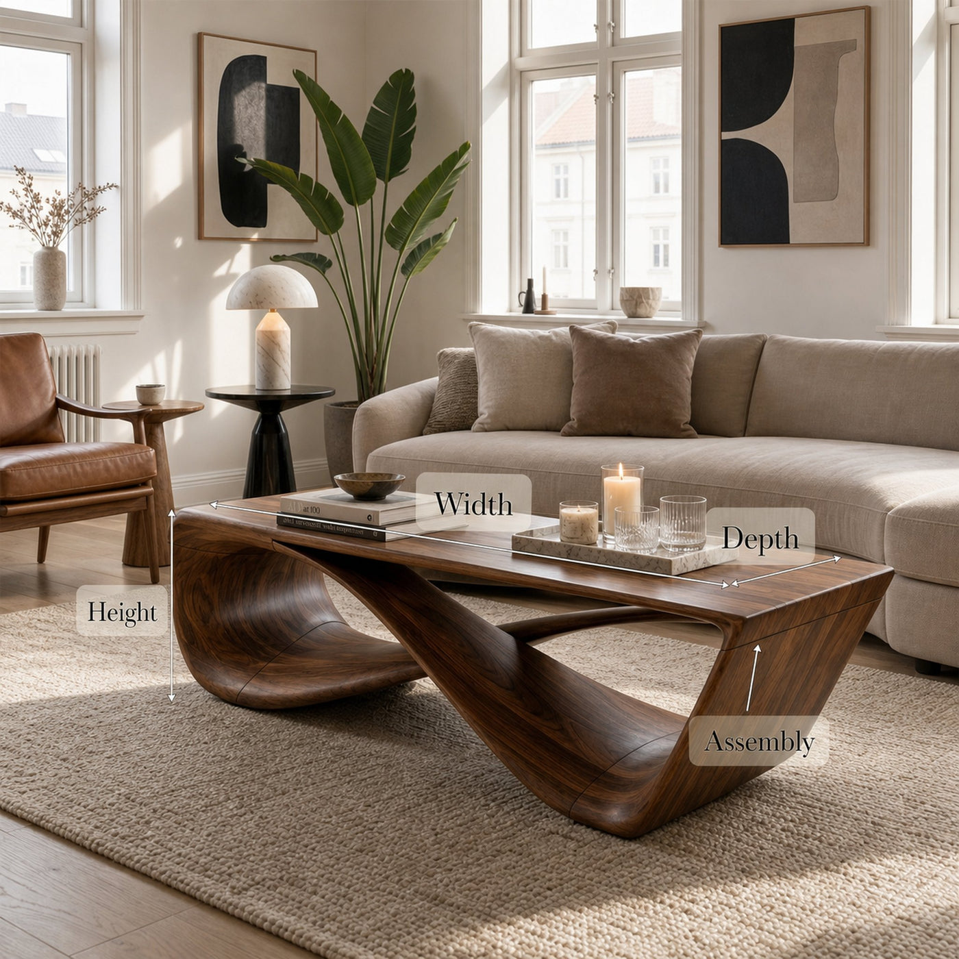 Mid Century Sculptural Coffee Table Living Room - product view 8