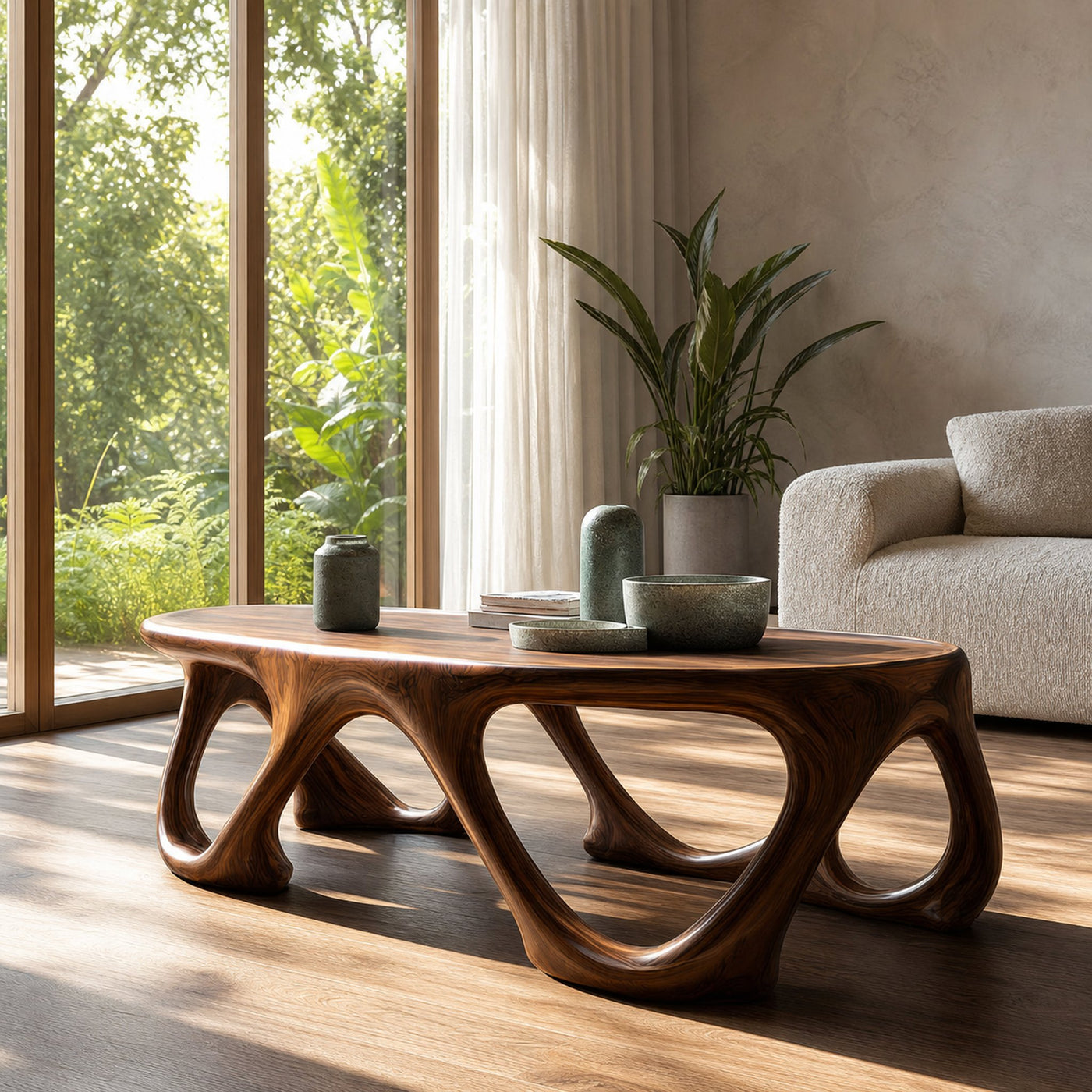 Mid Century Sculptural Coffee Table Living Room