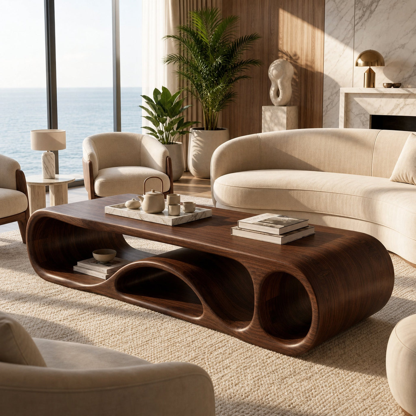 Mid Century Sculptural Coffee Table Lounge - product view 6