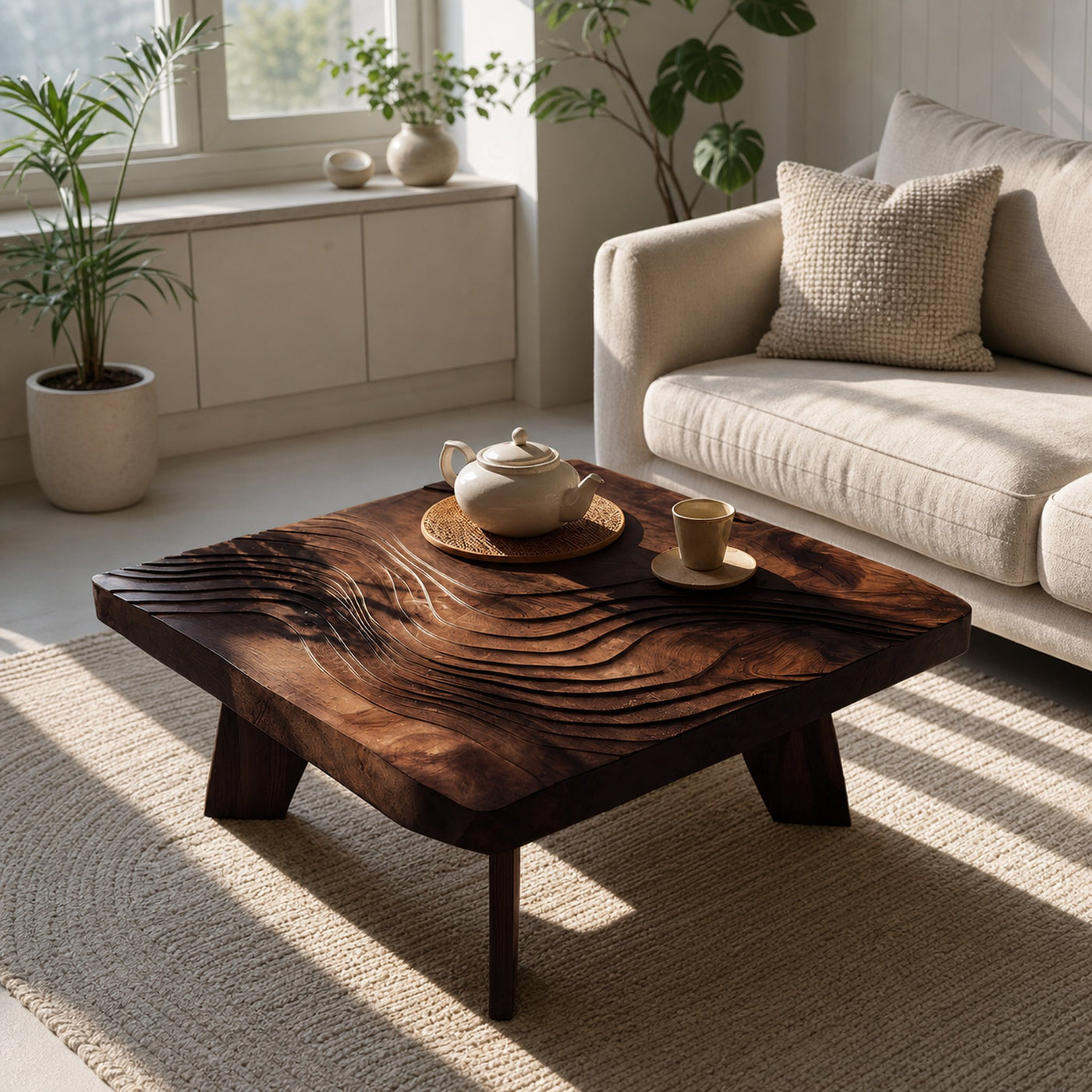 Mid Century Solid Wood Abstract Coffee Table For Living Room - product view 7