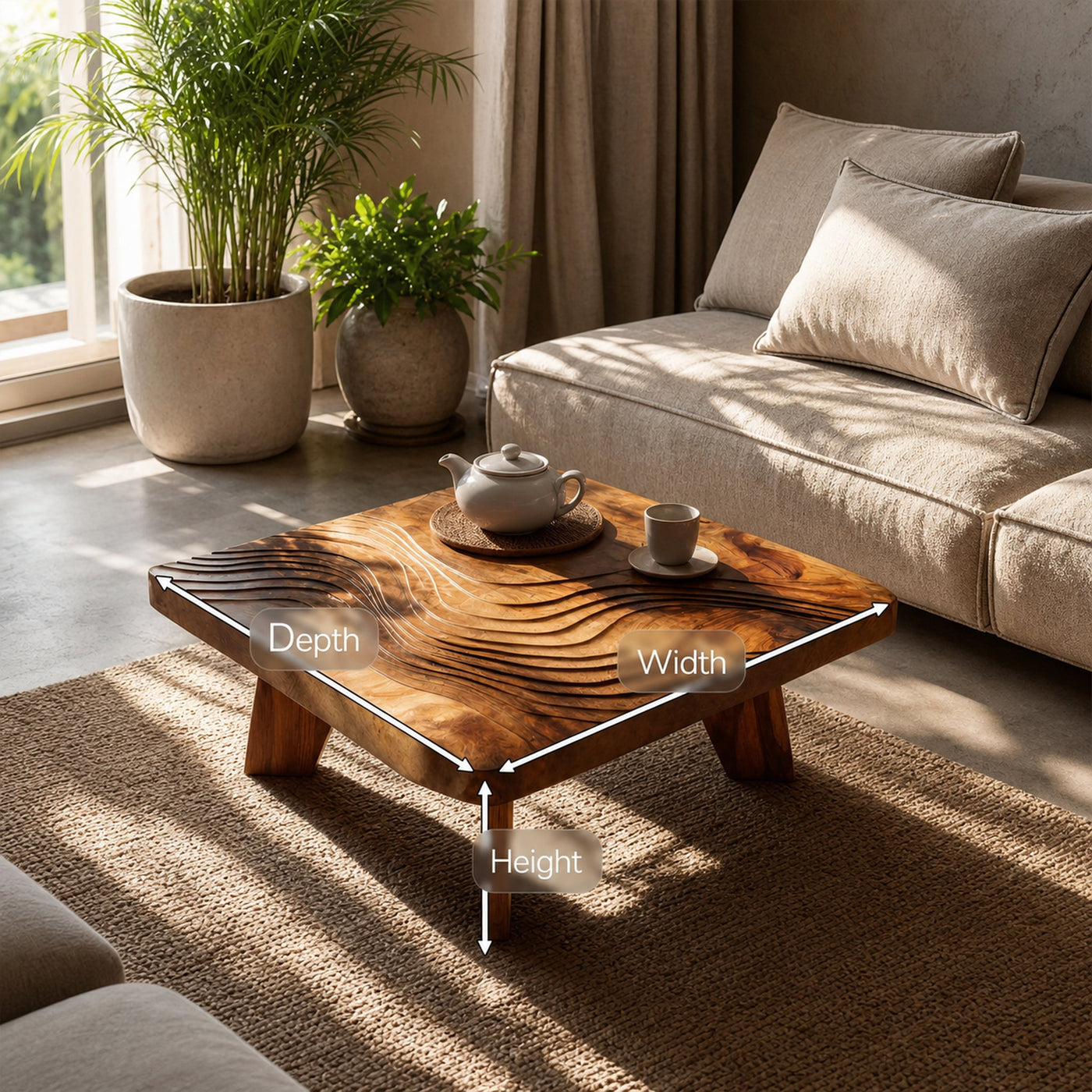 Mid Century Solid Wood Abstract Coffee Table For Living Room - product view 8