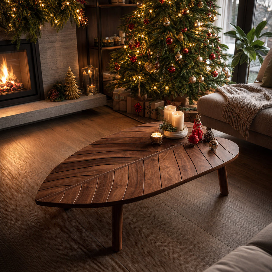 Mid Century Solid Wood Coffee Table For Cozy Christmas Decoration