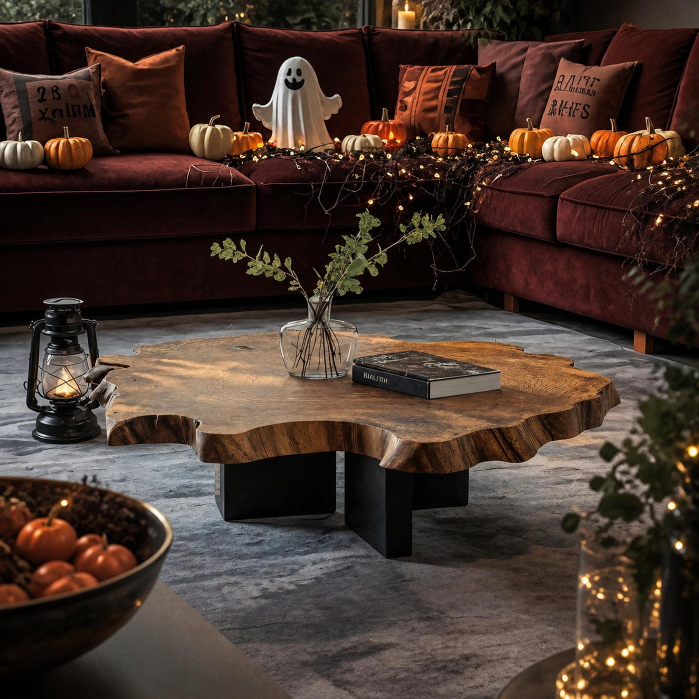 Mid Century Solid Wood Coffee Table For Living Room Decor Halloween Theme