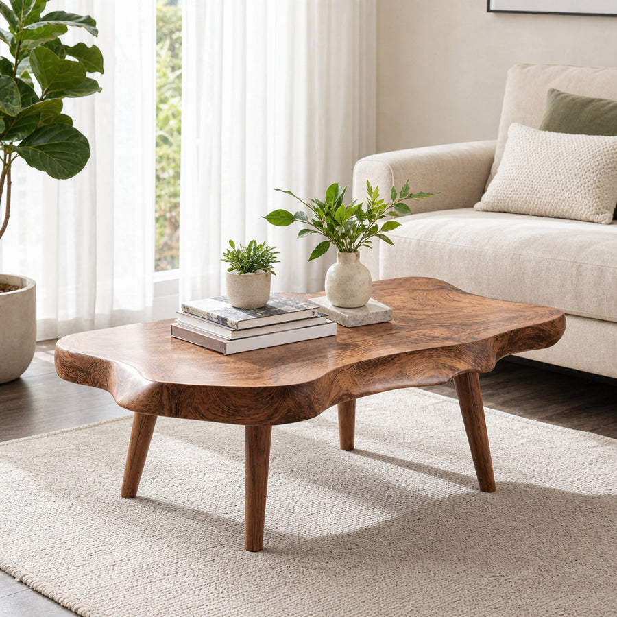 Mid Century Solid Wood Coffee Table For Small Spaces