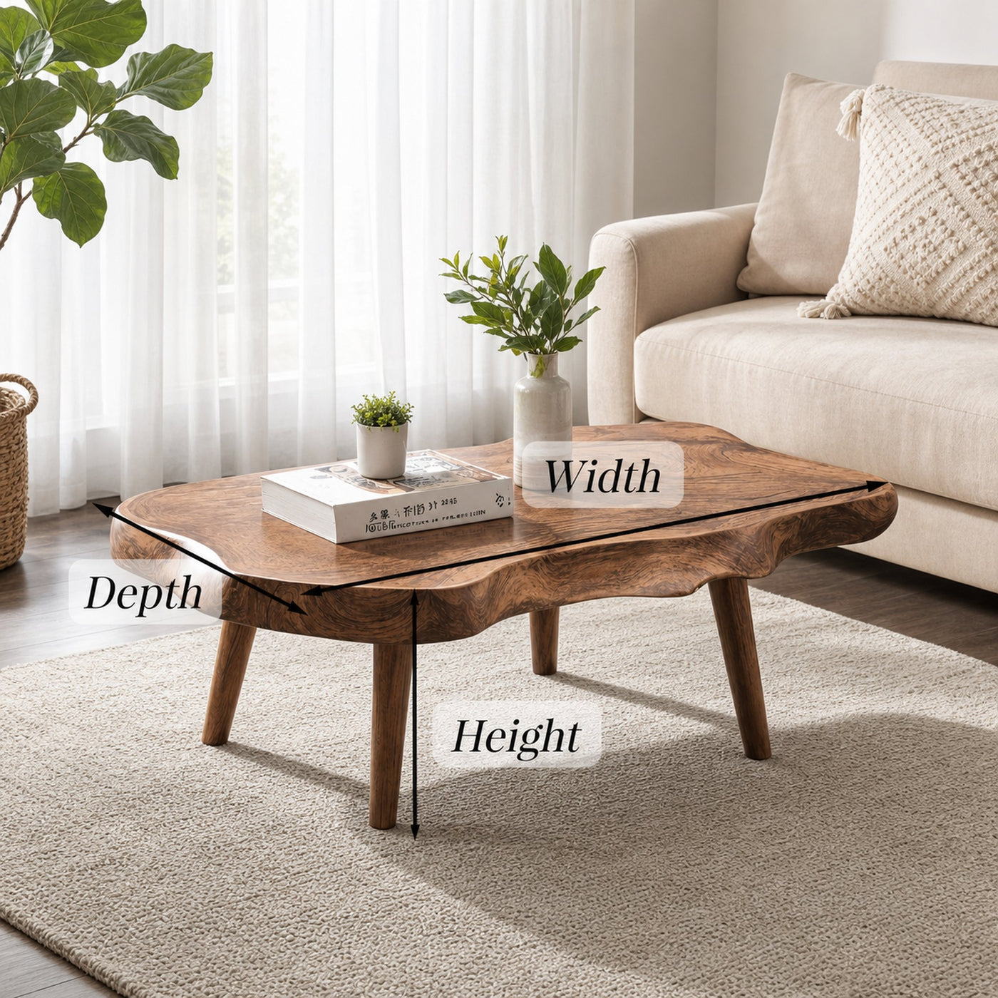 Mid Century Solid Wood Coffee Table For Small Spaces - product view 6