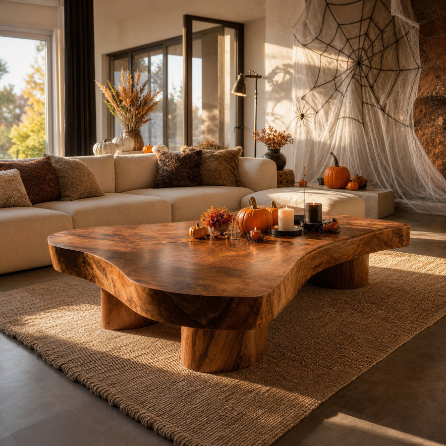 Mid Century Solid Wood Coffee Table Furniture Decor Pumpkin Season