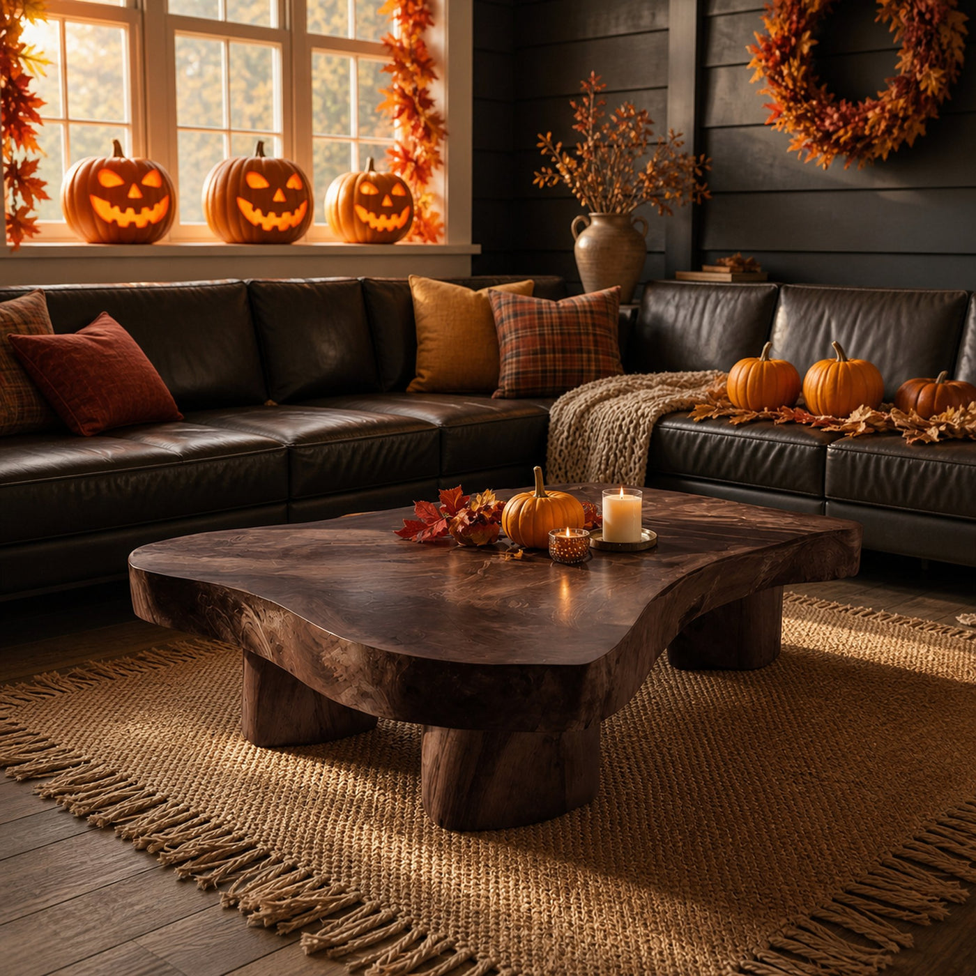 Mid Century Solid Wood Coffee Table Furniture Decor Pumpkin Season - product view 6