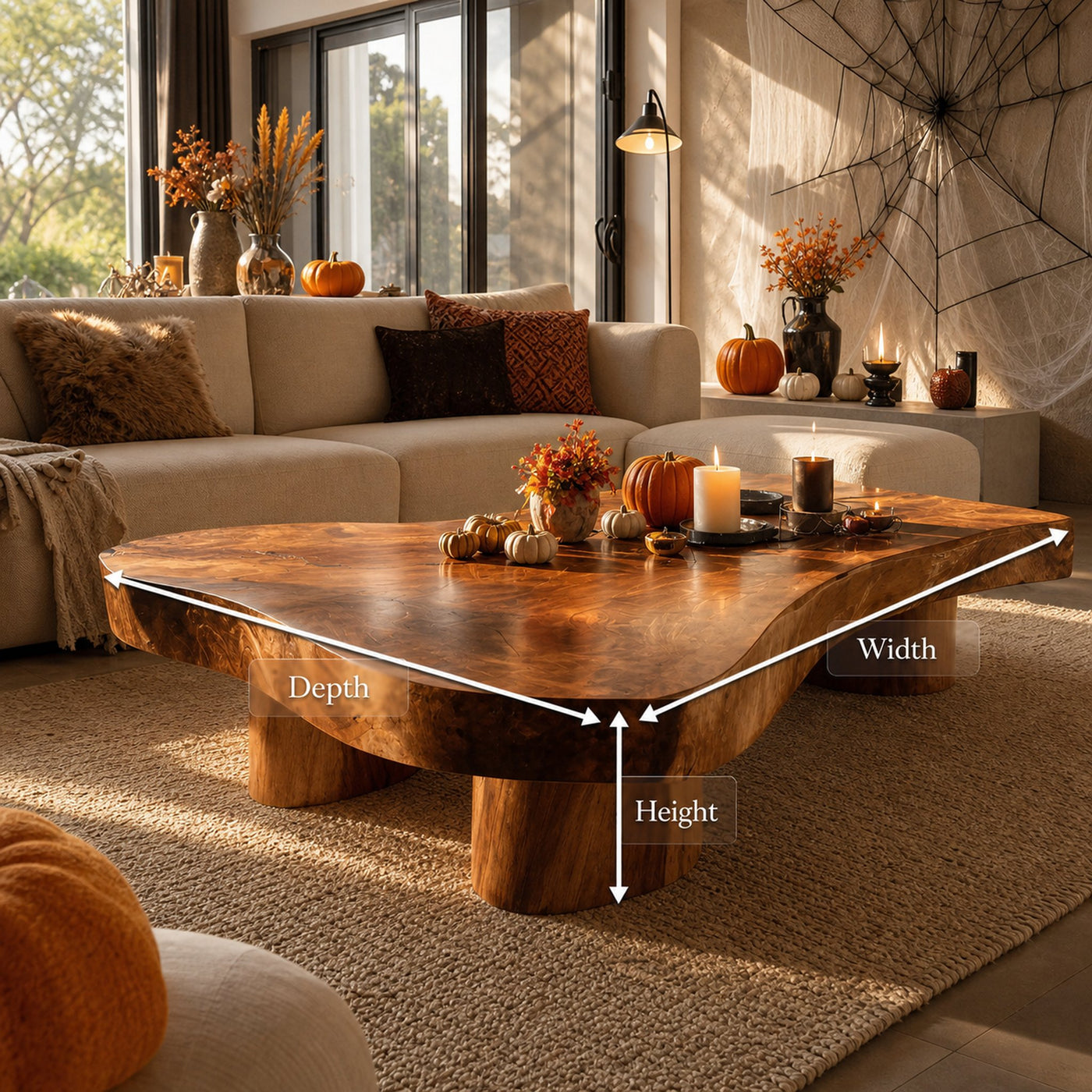 Mid Century Solid Wood Coffee Table Furniture Decor Pumpkin Season - product view 7