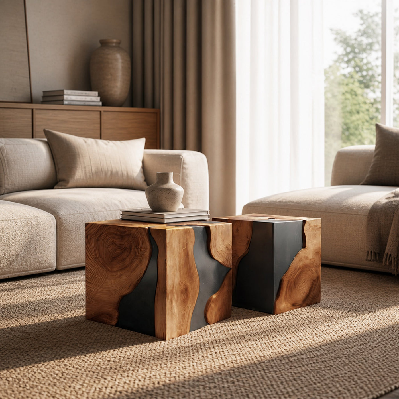 Mid Century Solid Wood Cube Coffee Table For Home Decor - product view 6