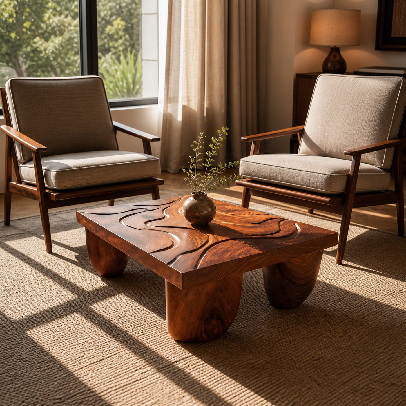 Mid Century Solid Wood Irregular Coffee Table For Entryway - product view 6