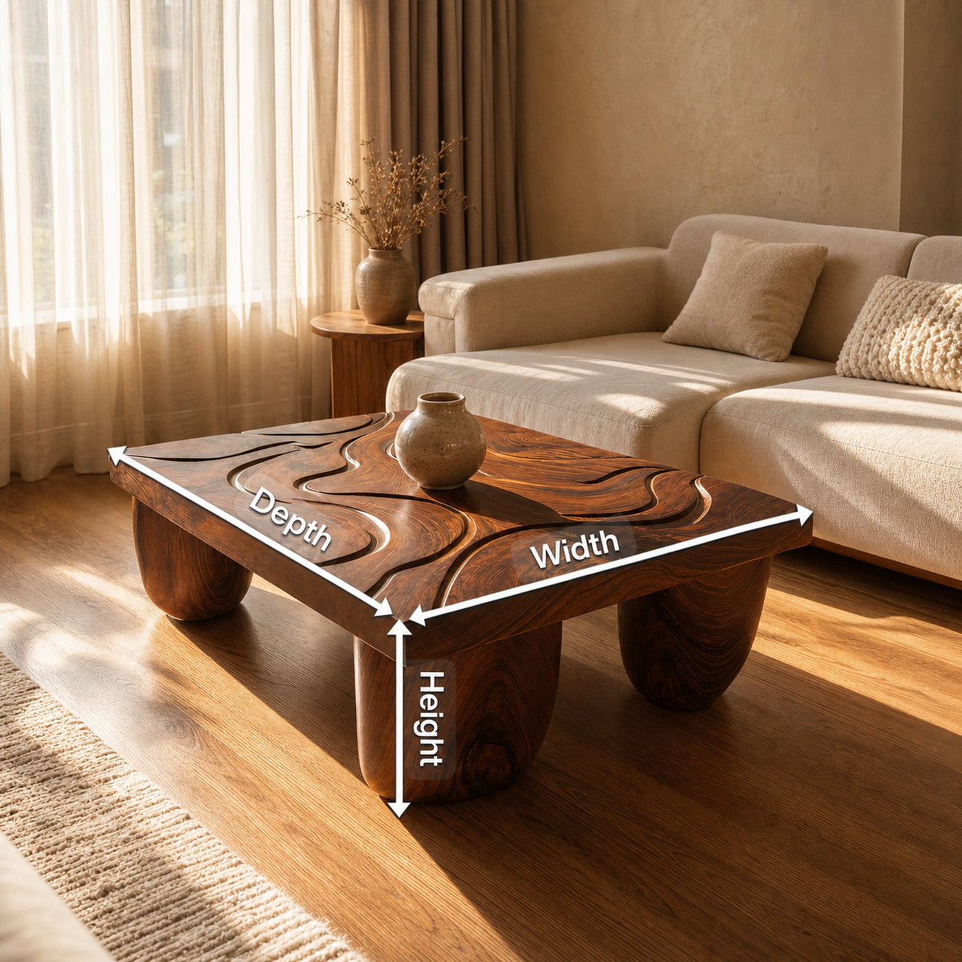 Mid Century Solid Wood Irregular Coffee Table For Entryway - product view 8