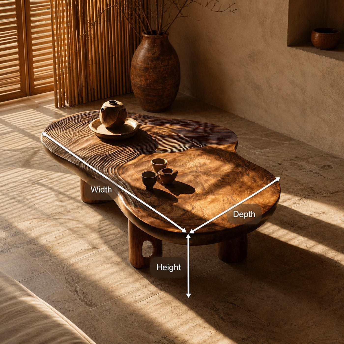Mid Century Solid Wood Live Edge Coffee Table For Entryway - product view 8