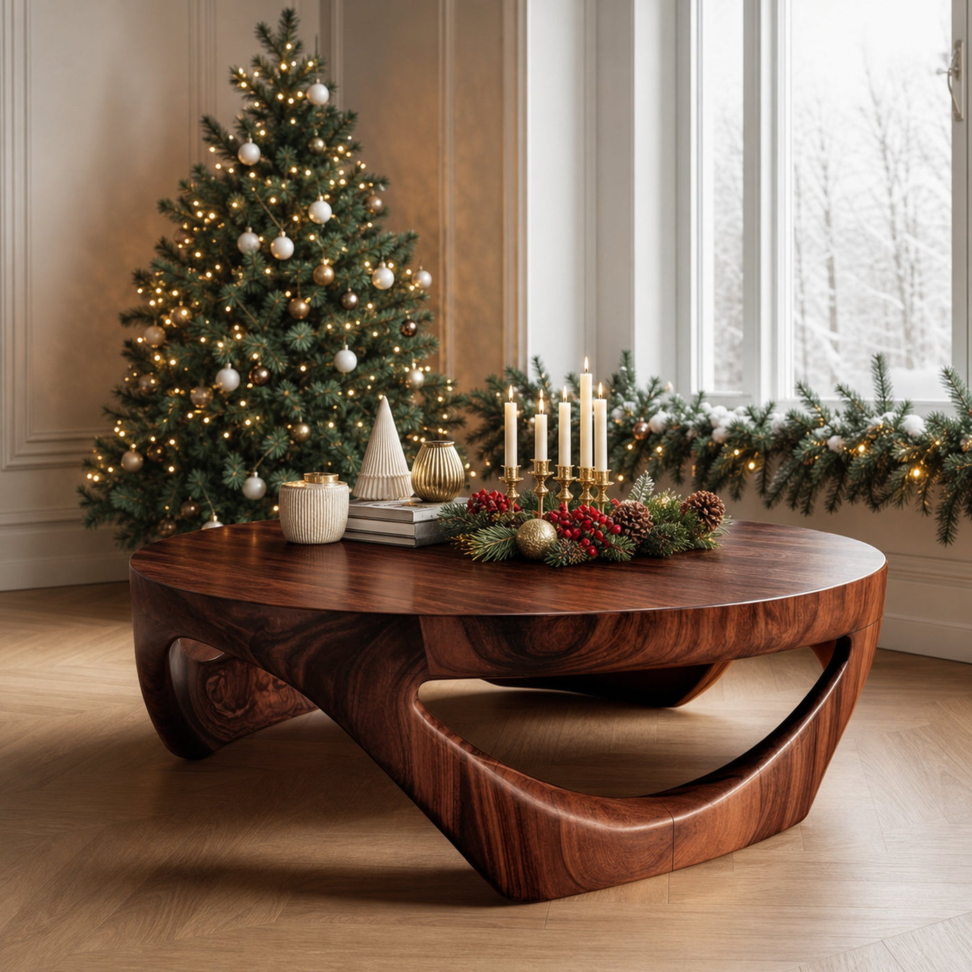 Mid Century Solid Wood Low Coffee Table For Holiday Entryway Decor - product view 7
