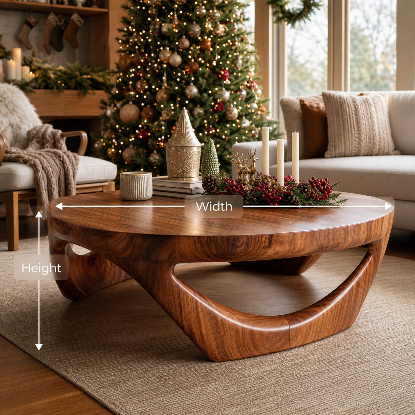 Mid Century Solid Wood Low Coffee Table For Holiday Entryway Decor - product view 8