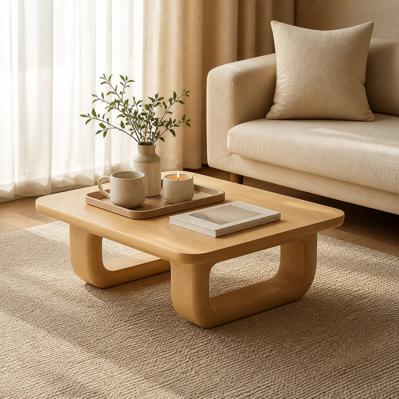 Mid Century Square Coffee Table Living Room