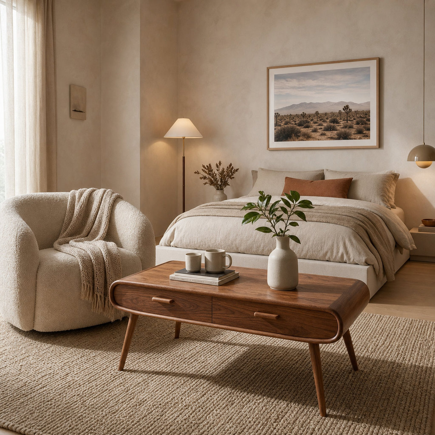 Mid Century Wood Coffee Table With Tapered Legs For Interior - product view 6