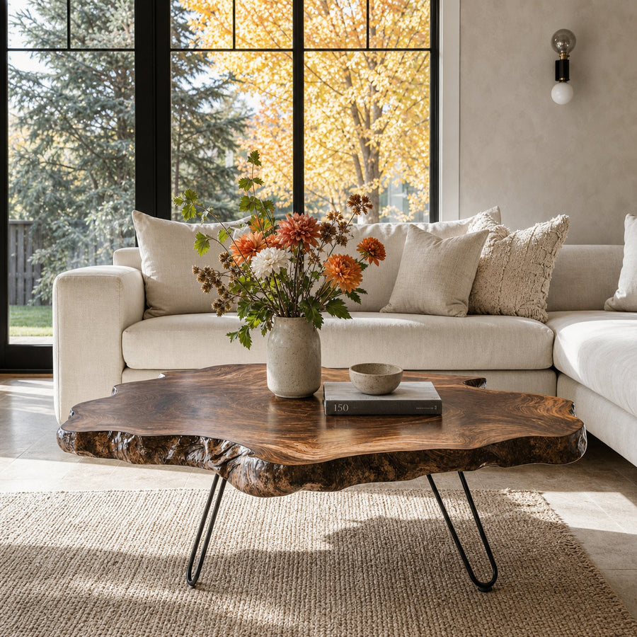 Mid Century Wood Table For Living Room Design