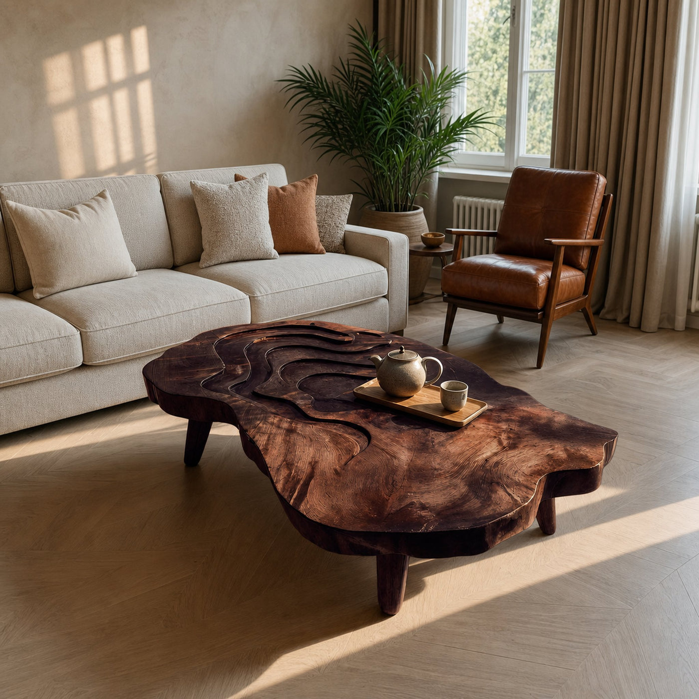 Mid Century Wooden Abstract Coffee Table For Living Room - product view 7