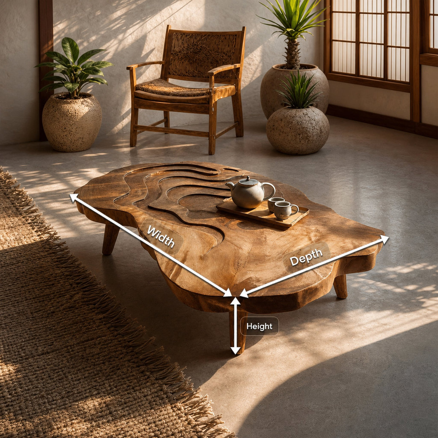 Mid Century Wooden Abstract Coffee Table For Living Room - product view 8