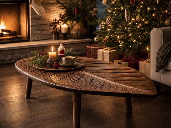 Mid Century Wooden Leaf-Shaped Coffee Table Living Room Decor