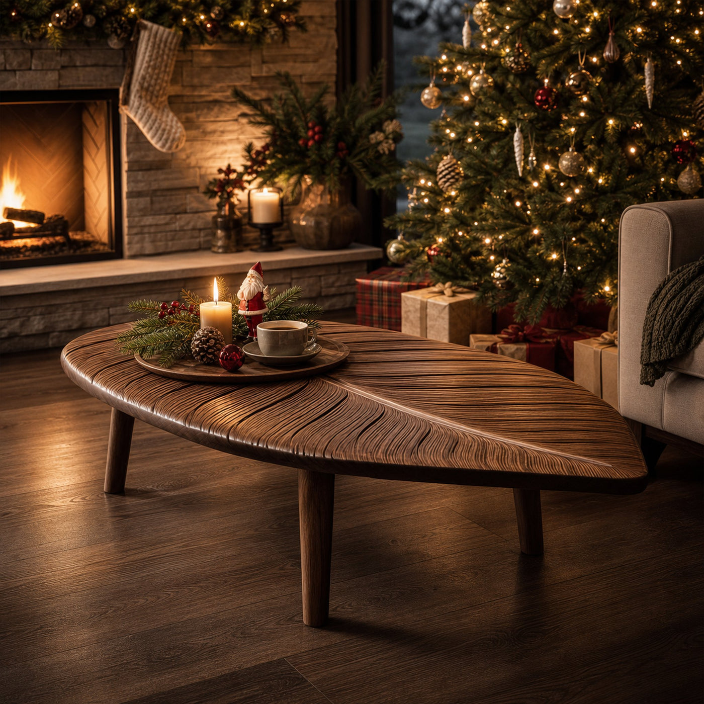 Mid Century Wooden Coffee Table For Christmas Living Room Decor