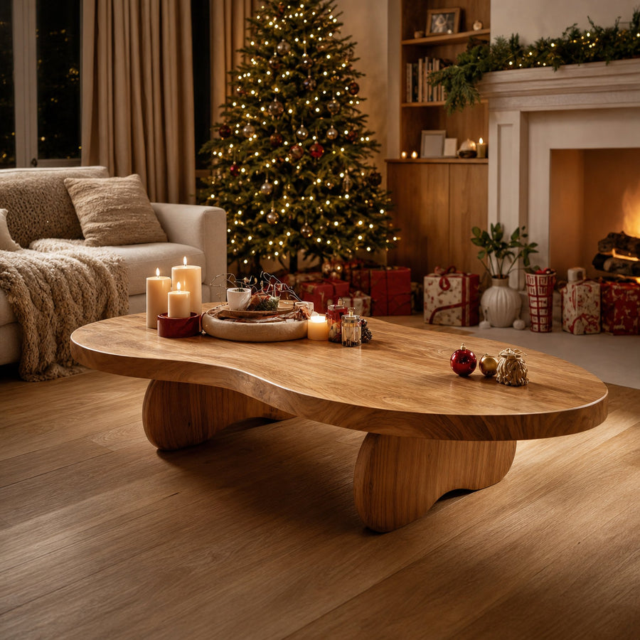 Mid Century Wooden Coffee Table For Christmas Living Room Design