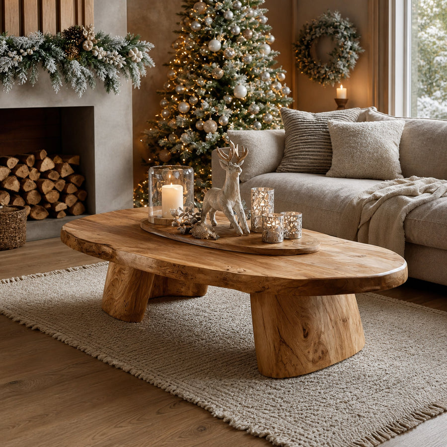 Mid Century Wooden Coffee Table For Holiday Living Room Decor