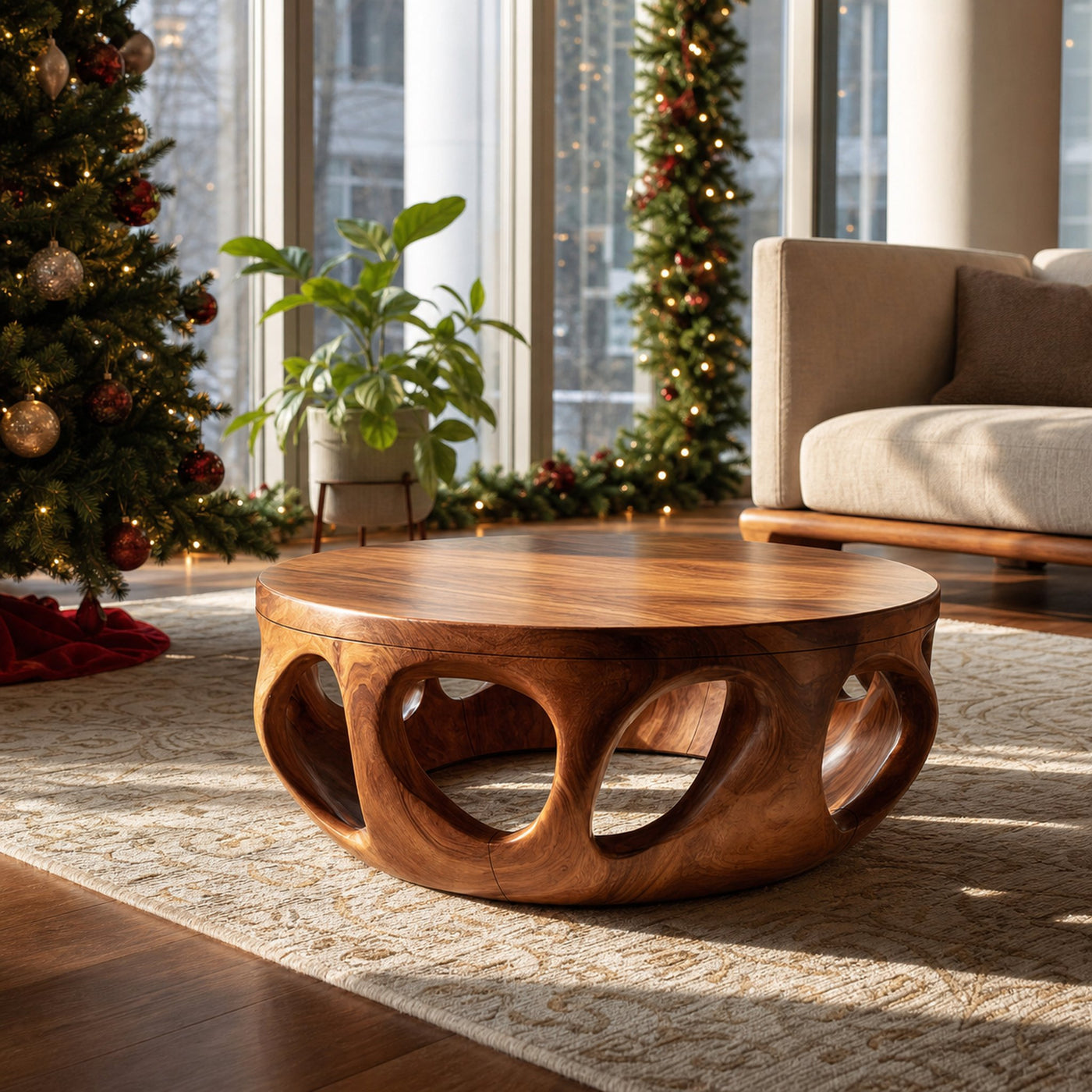 Mid Century Wooden Coffee Table For Living Room Christmas Decor