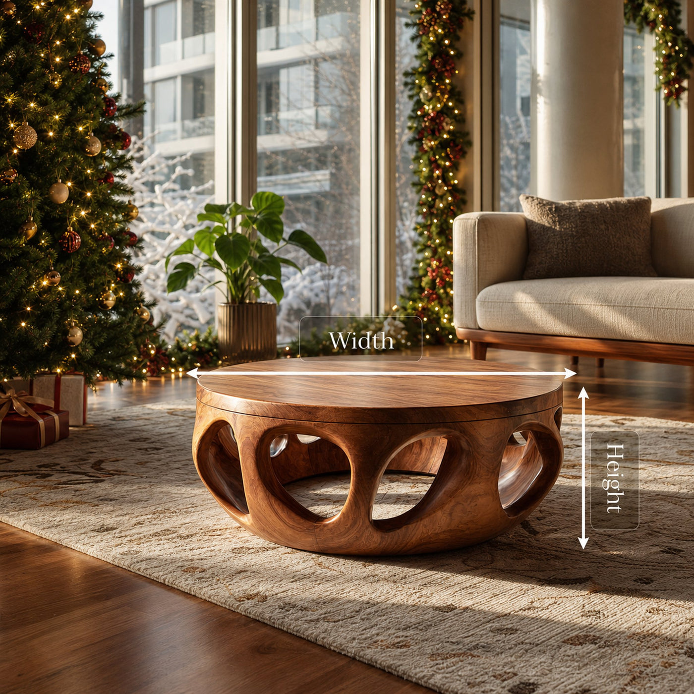 Mid Century Wooden Coffee Table For Living Room Christmas Decor - product view 8