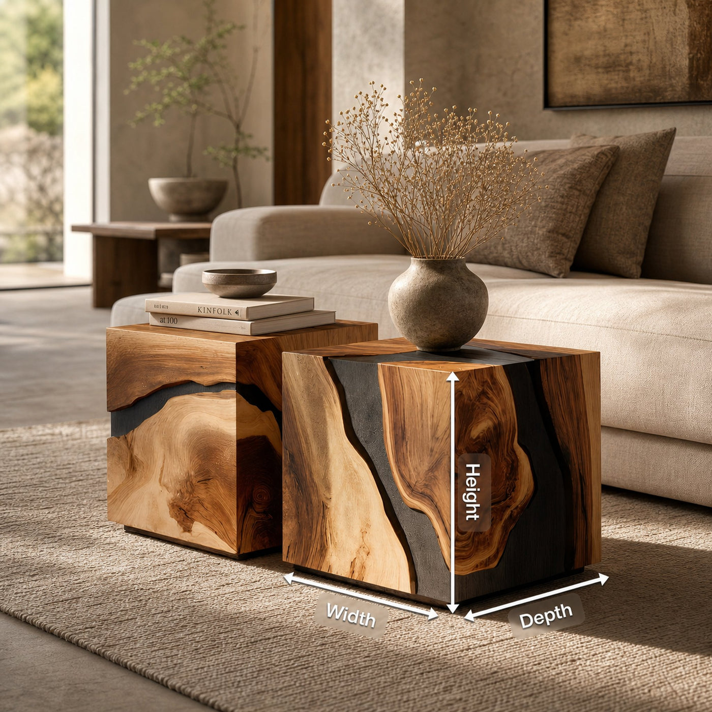 Mid Century Wooden Cube Coffee Table For Entryway Decor - product view 5