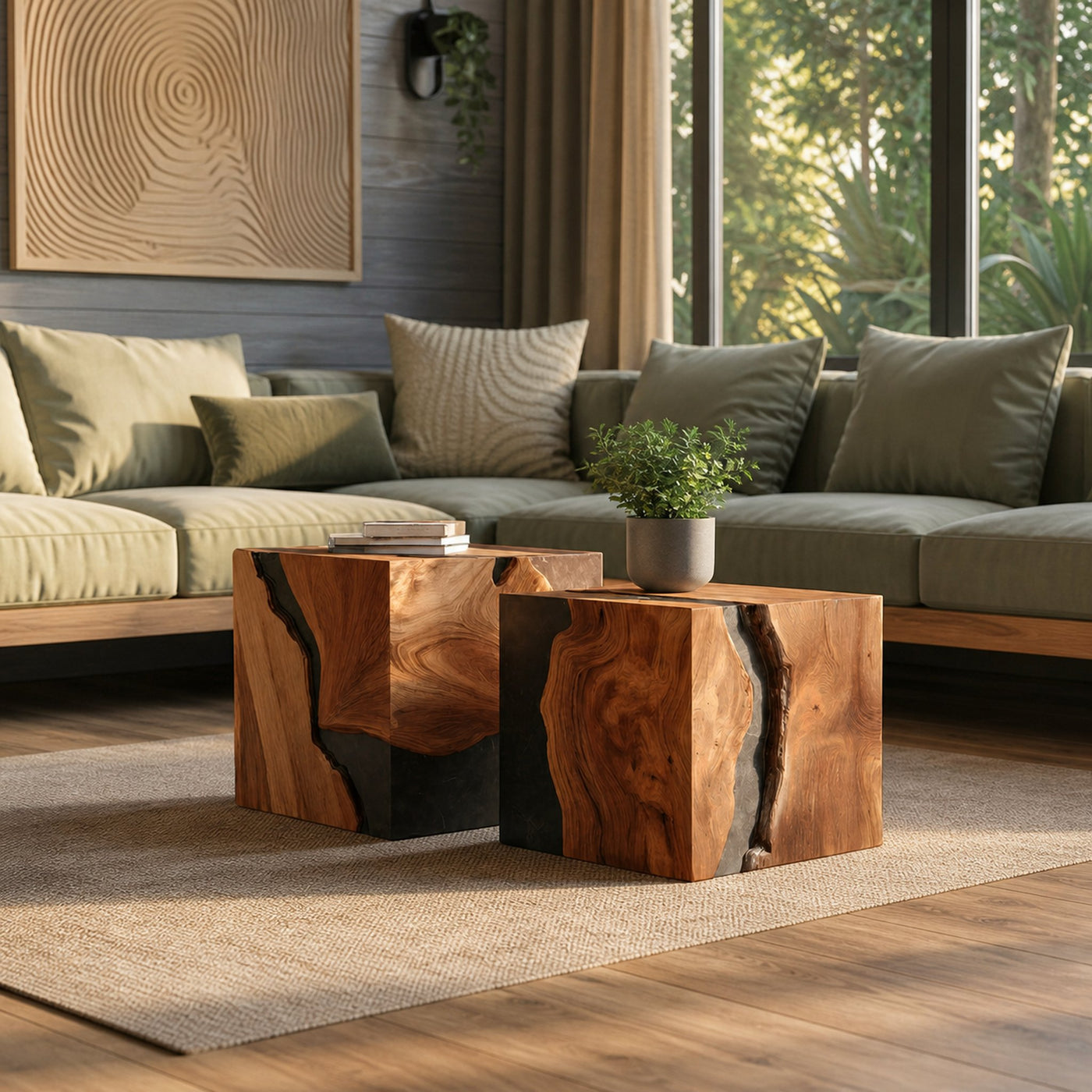 Mid Century Wooden Cube Coffee Table For Living Room Decor - product view 6