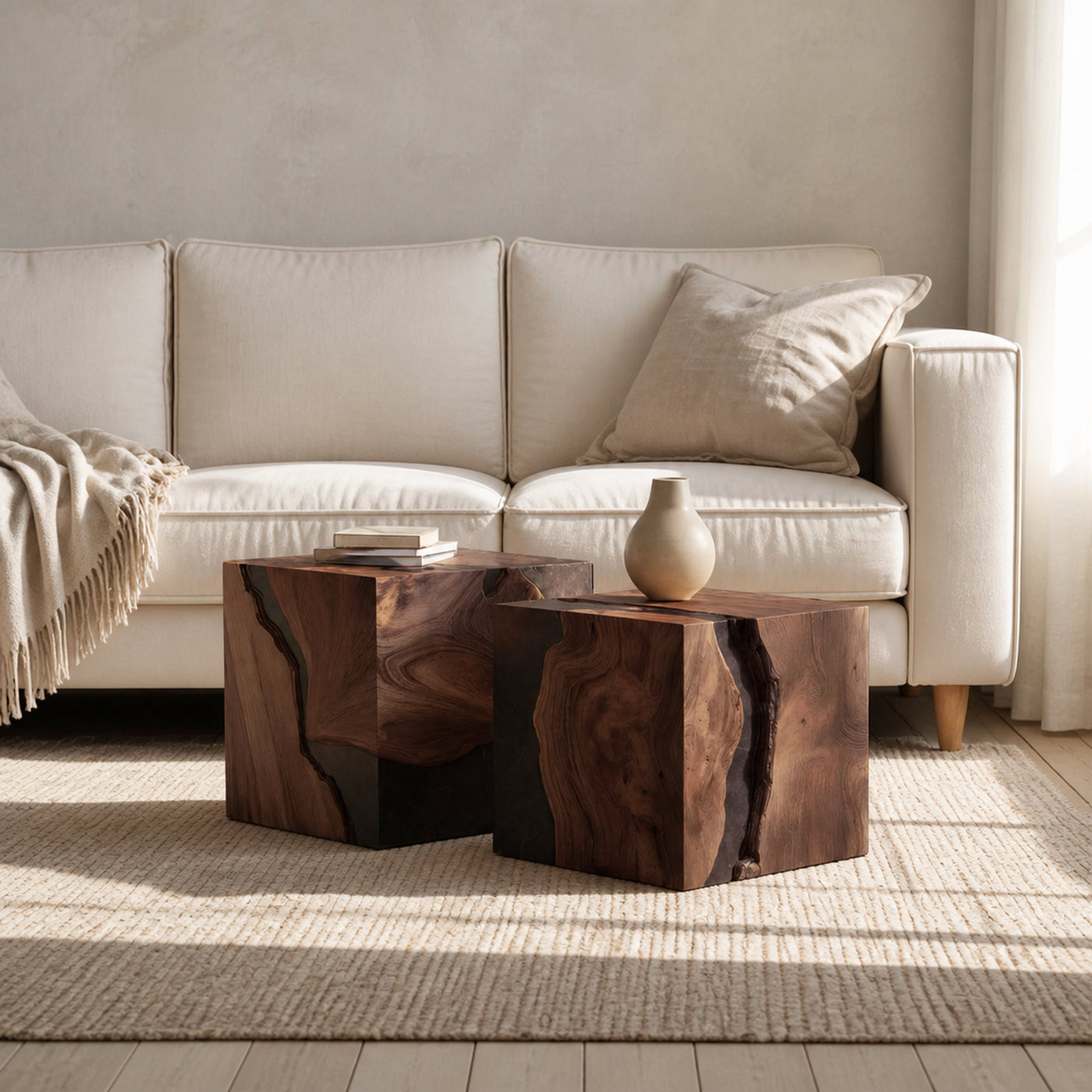 Mid Century Wooden Cube Coffee Table For Living Room Decor - product view 7