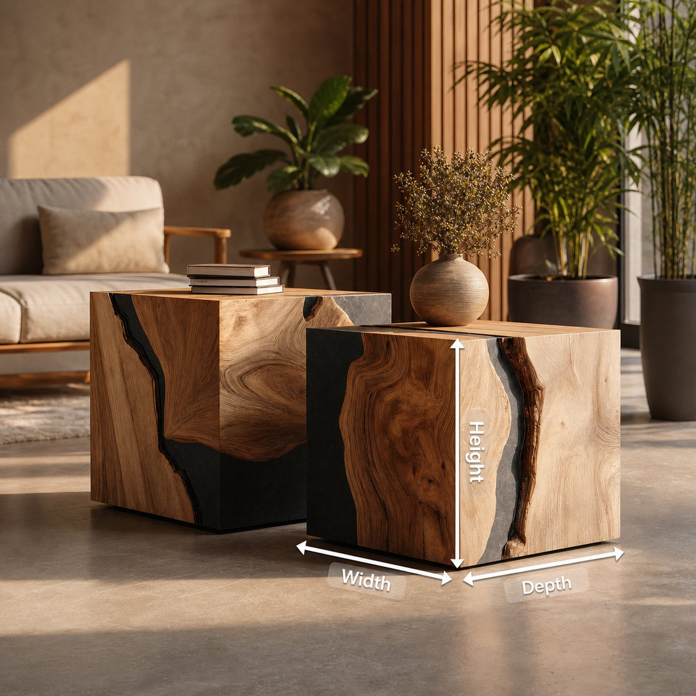 Mid Century Wooden Cube Coffee Table For Living Room Decor - product view 8