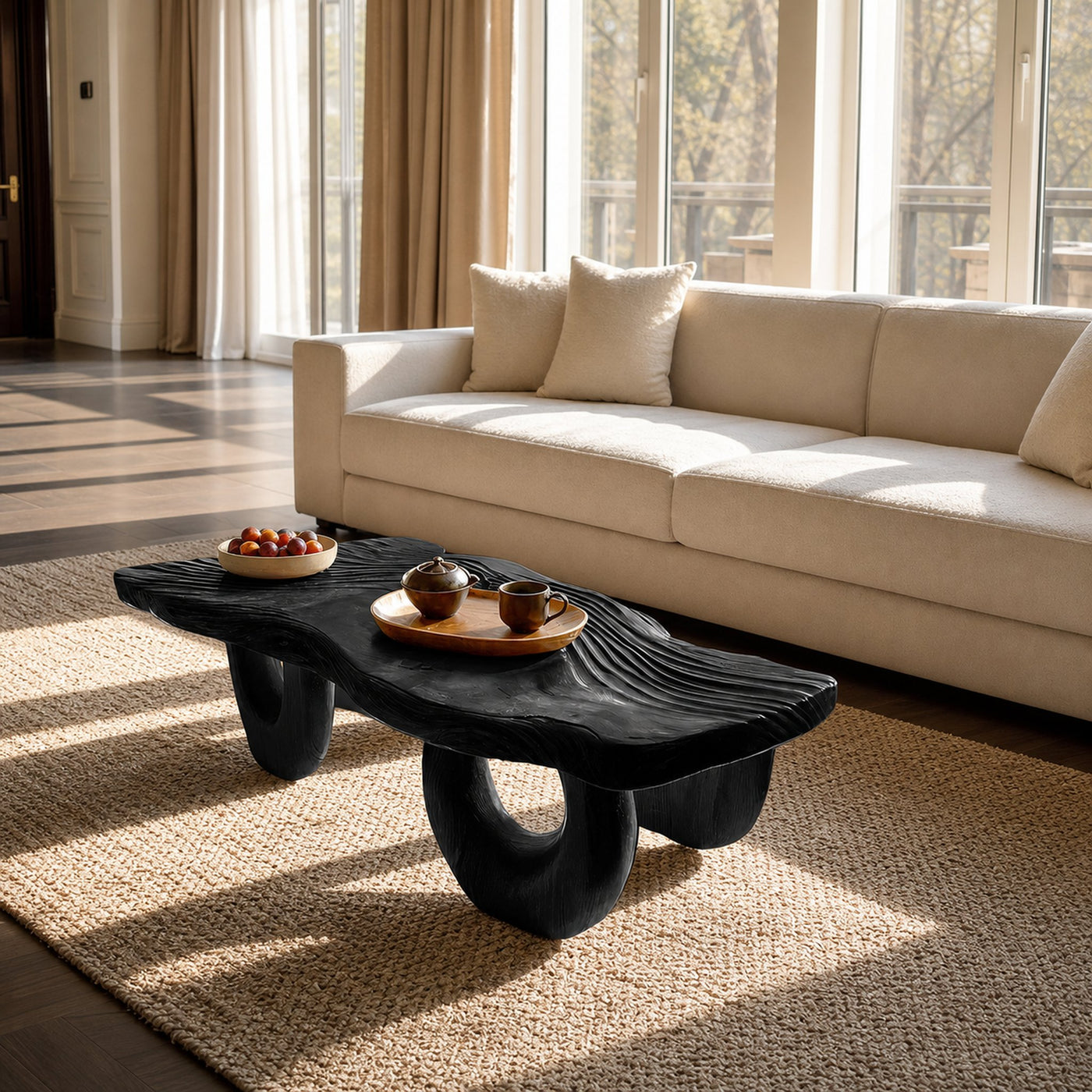 Mid Century Wooden Live Edge Coffee Table For Living Room - product view 4