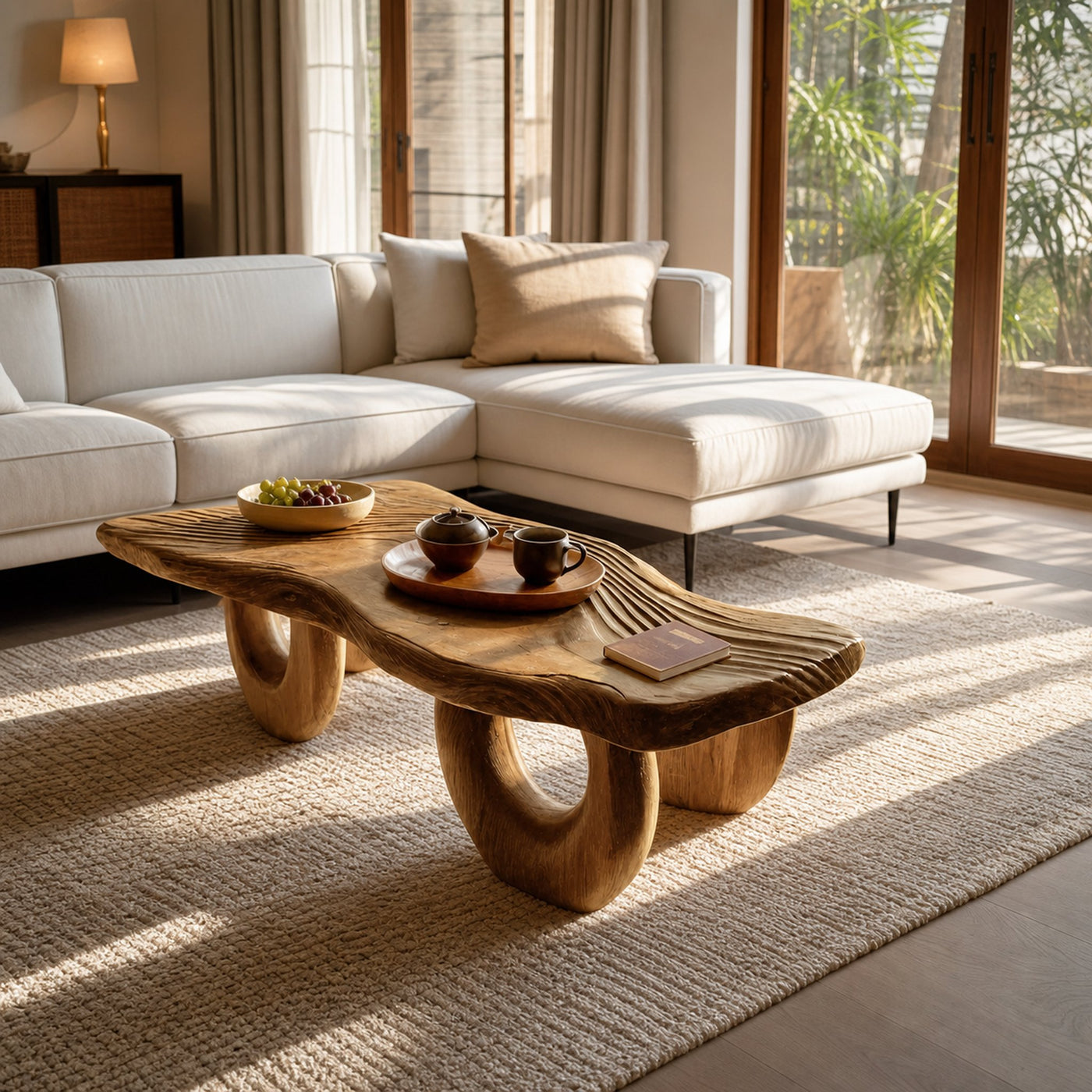 Mid Century Wooden Live Edge Coffee Table For Living Room - product view 5