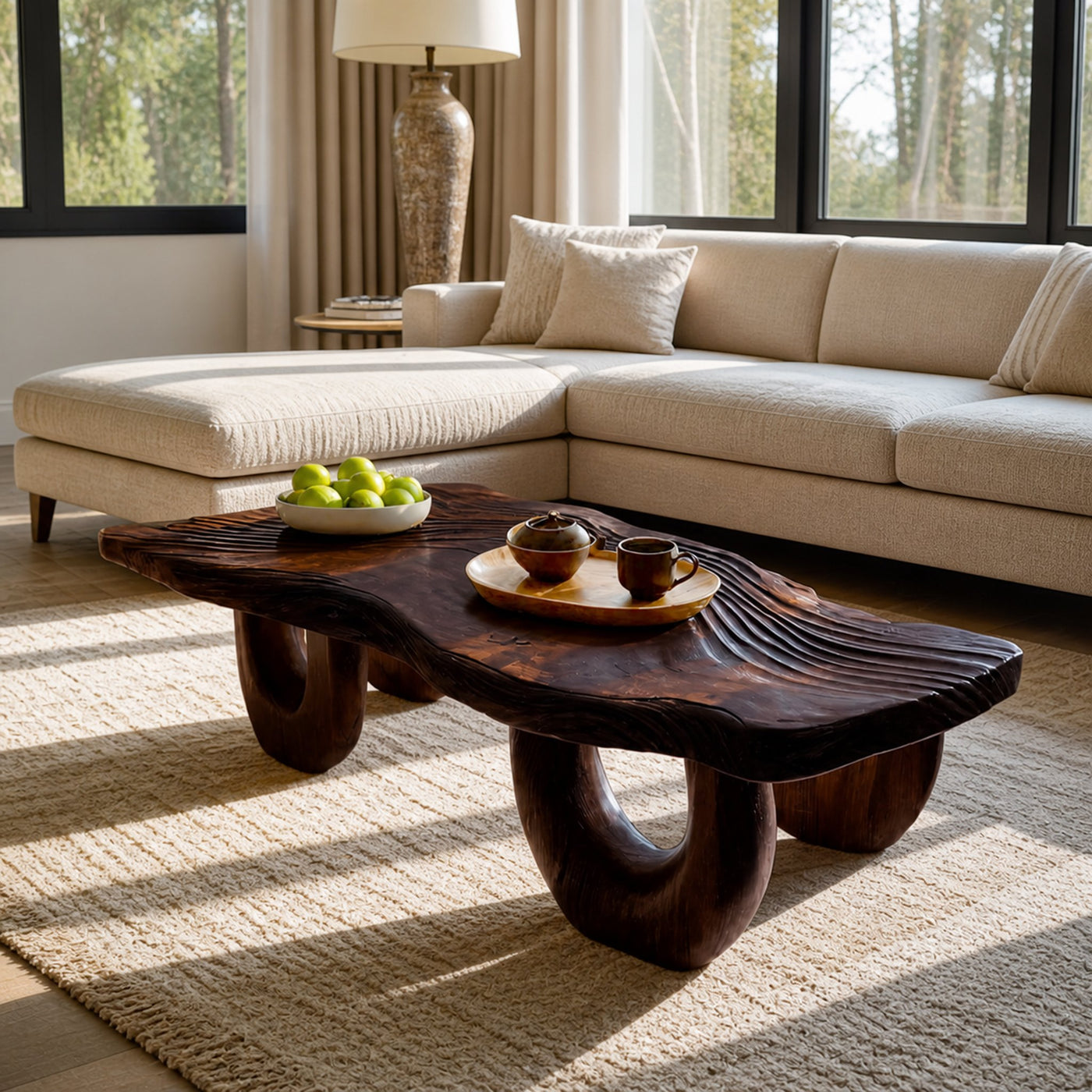 Mid Century Wooden Live Edge Coffee Table For Living Room - product view 7