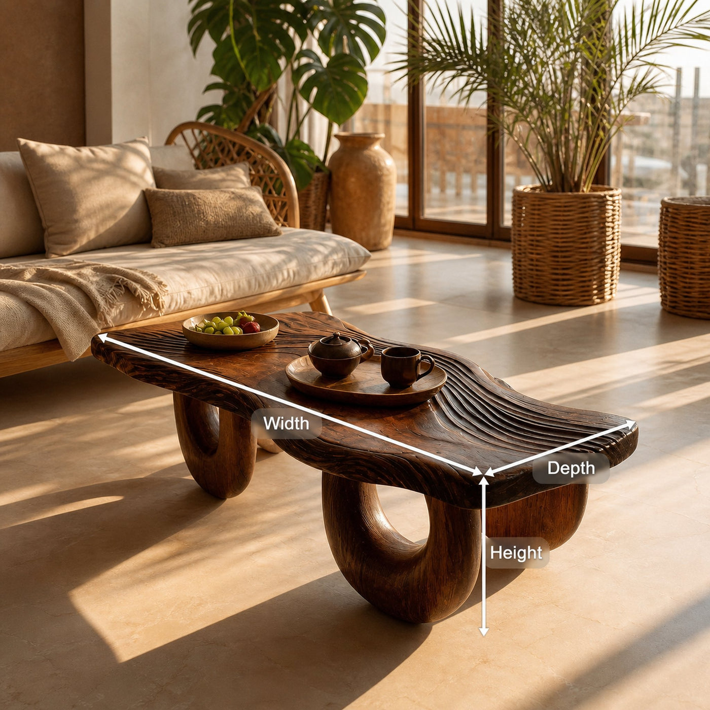 Mid Century Wooden Live Edge Coffee Table For Living Room - product view 8